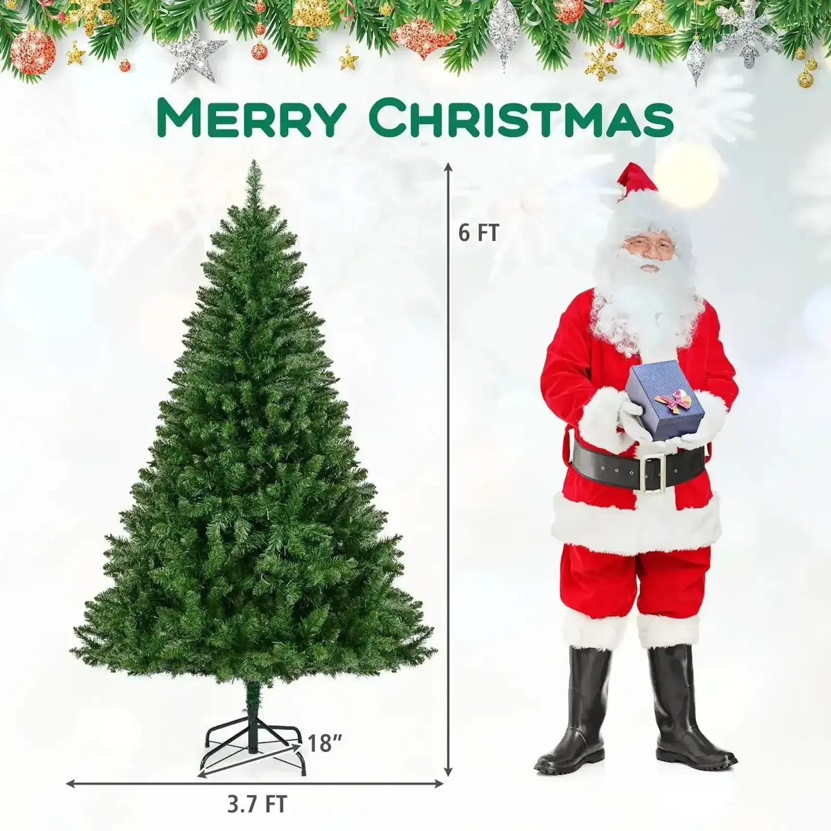 5/6/7 Feet Artificial Christmas Tree Hinged Xmas Tree with 7 Lighting Modes Cartsfy Inc.