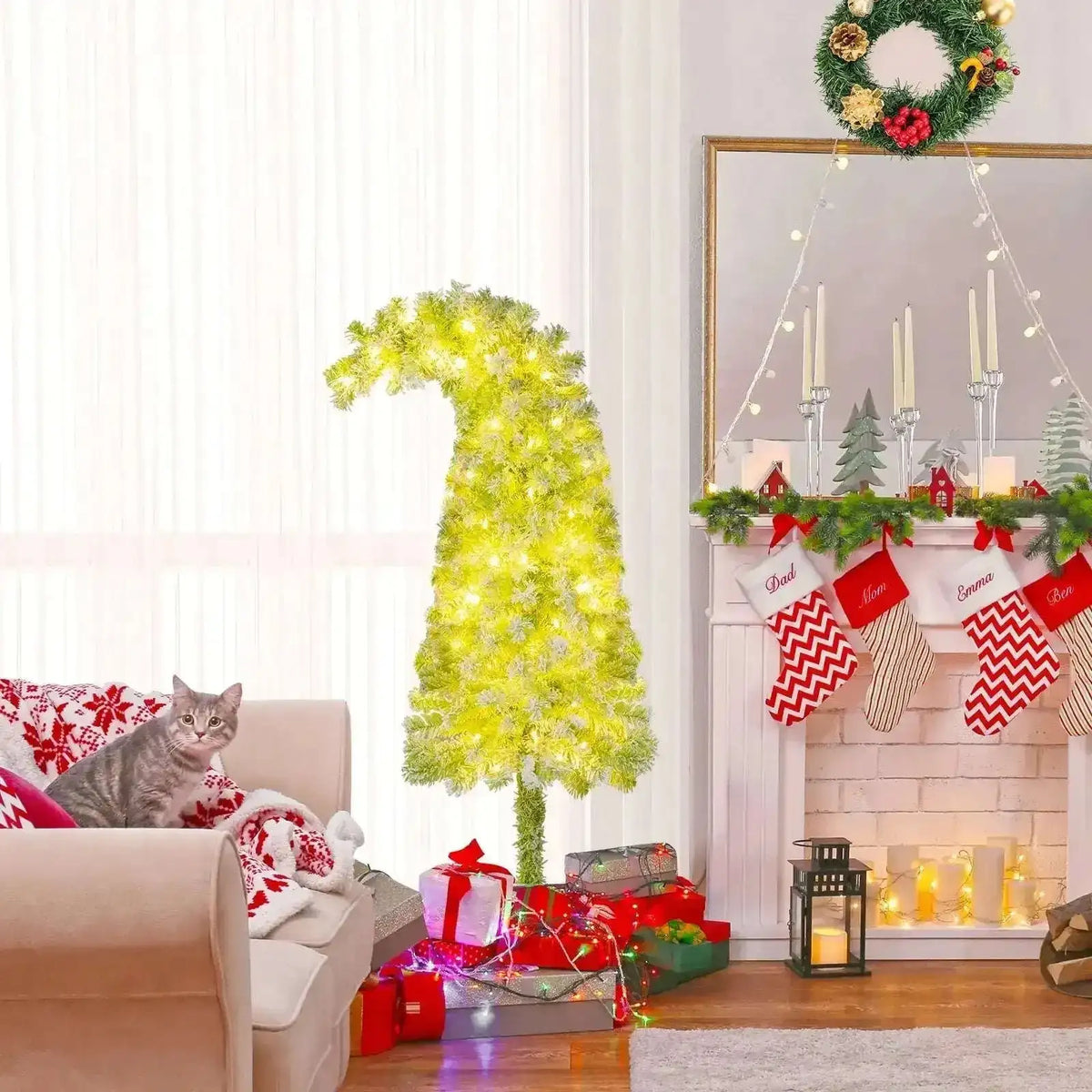5/6/7 FT Whimsical Christmas Tree with Bendable Top and 216/290/366 Branch Cartsfy Inc.