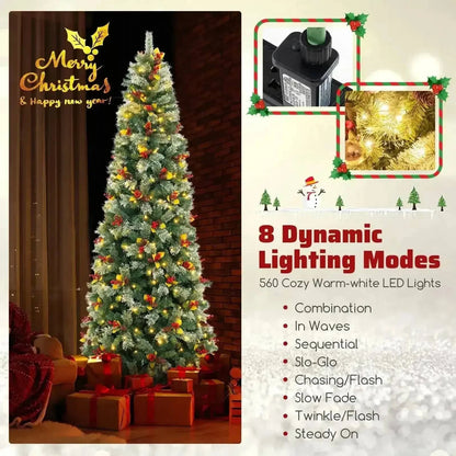 5/7.5/9 FT Pre-Lit Artificial Christmas Tree with 453/1096/1416 PVC and Pine Needles Cartsfy Inc.