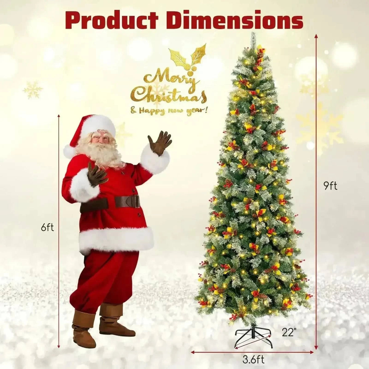 5/7.5/9 FT Pre-Lit Artificial Christmas Tree with 453/1096/1416 PVC and Pine Needles Cartsfy Inc.