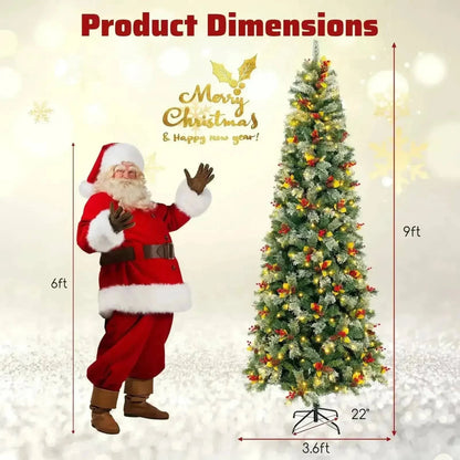 5/7.5/9 FT Pre-Lit Artificial Christmas Tree with 453/1096/1416 PVC and Pine Needles Cartsfy Inc.