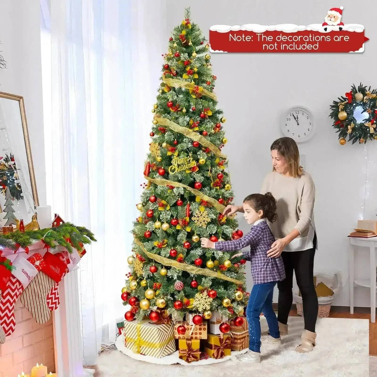 5/7.5/9 FT Pre-Lit Artificial Christmas Tree with 453/1096/1416 PVC and Pine Needles Cartsfy Inc.