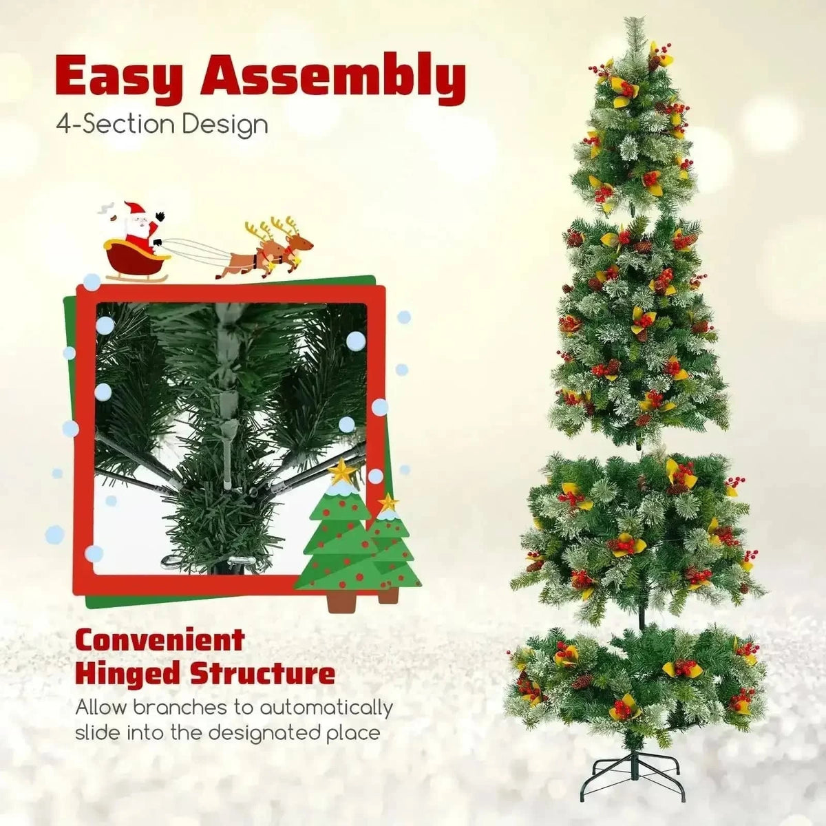 5/7.5/9 FT Pre-Lit Artificial Christmas Tree with 453/1096/1416 PVC and Pine Needles Cartsfy Inc.