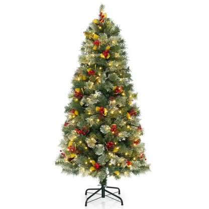 5/7.5/9 FT Pre-Lit Artificial Christmas Tree with 453/1096/1416 PVC and Pine Needles Cartsfy Inc.