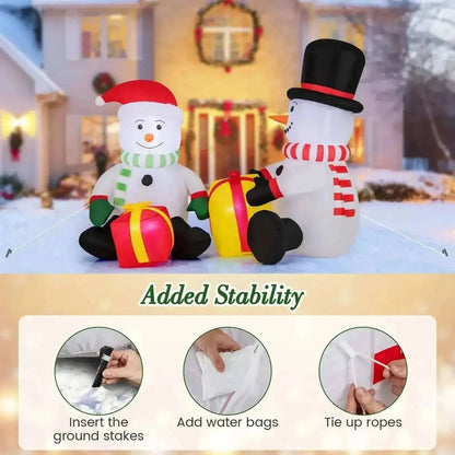 5 Feet 2 Cute Blow-up Snowman Christmas Inflatables with Gift Boxes Cartsfy Inc.