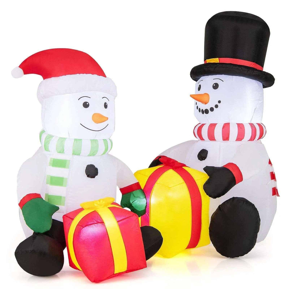 5 Feet 2 Cute Blow-up Snowman Christmas Inflatables with Gift Boxes