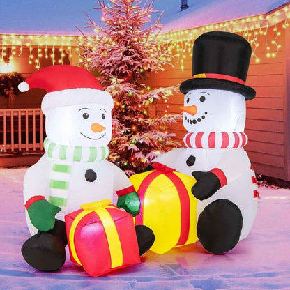 5 Feet Inflatable Snowman Christmas Decoration with Gift Boxes