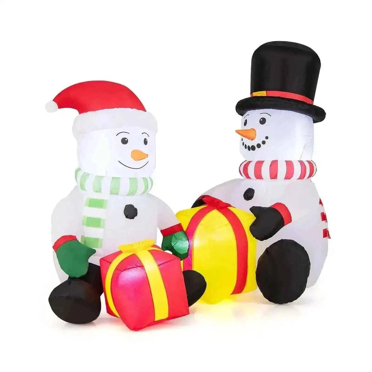 5 Feet 2 Cute Blow-up Snowman Christmas Inflatables with Gift Boxes