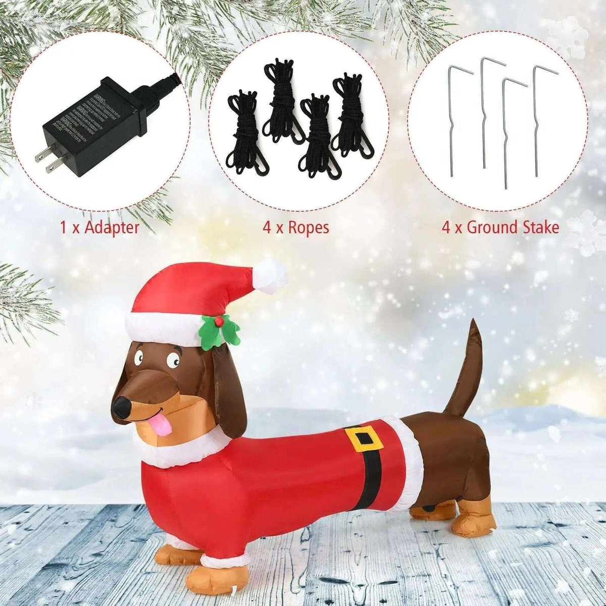 5 Feet Inflatable Christmas Dog with LED Lights Cartsfy Inc.