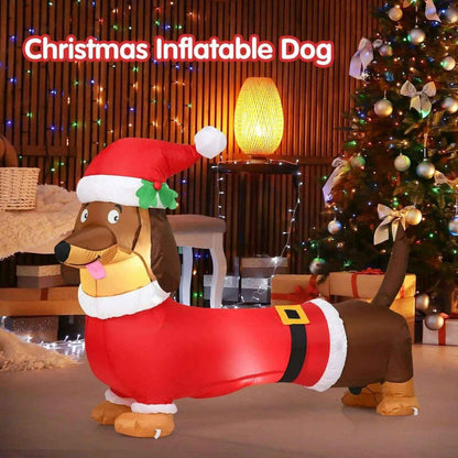 5 Feet Inflatable Christmas Dog with LED Lights for Holiday Decor
