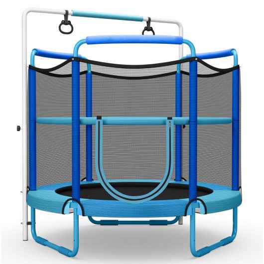 5 Feet Kids 3-in-1 Game Trampoline with Enclosure Net Spring Pad-Blue Cartsfy Inc.