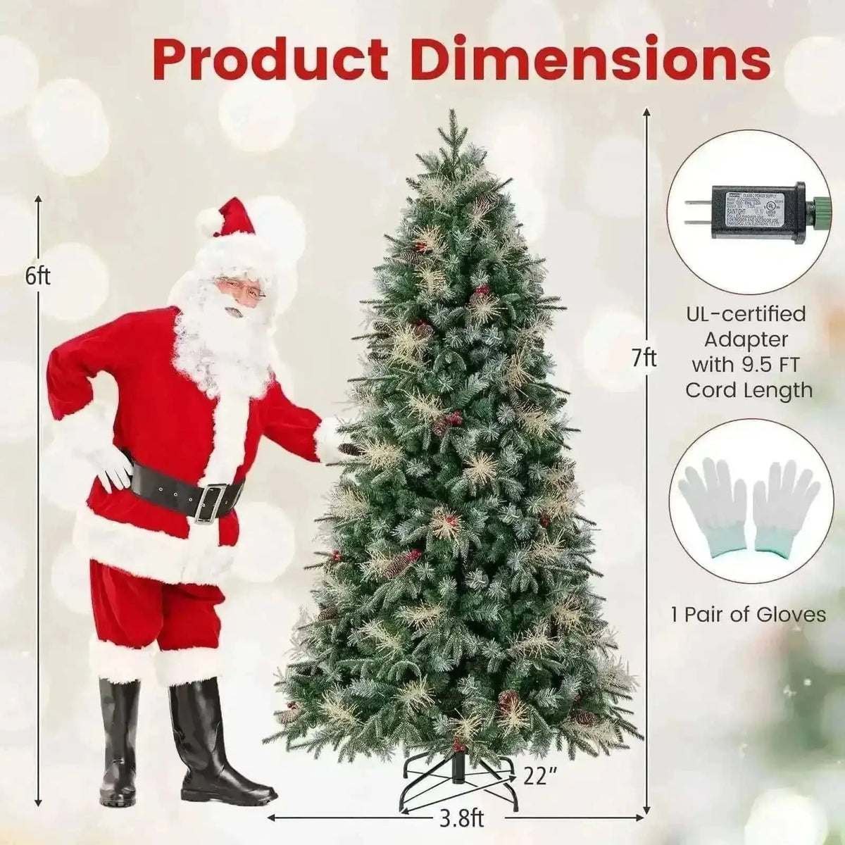 5 Feet Pre-Lit Artificial Christmas Tree with 8 Modes LED Lights with Berries Cartsfy Inc.
