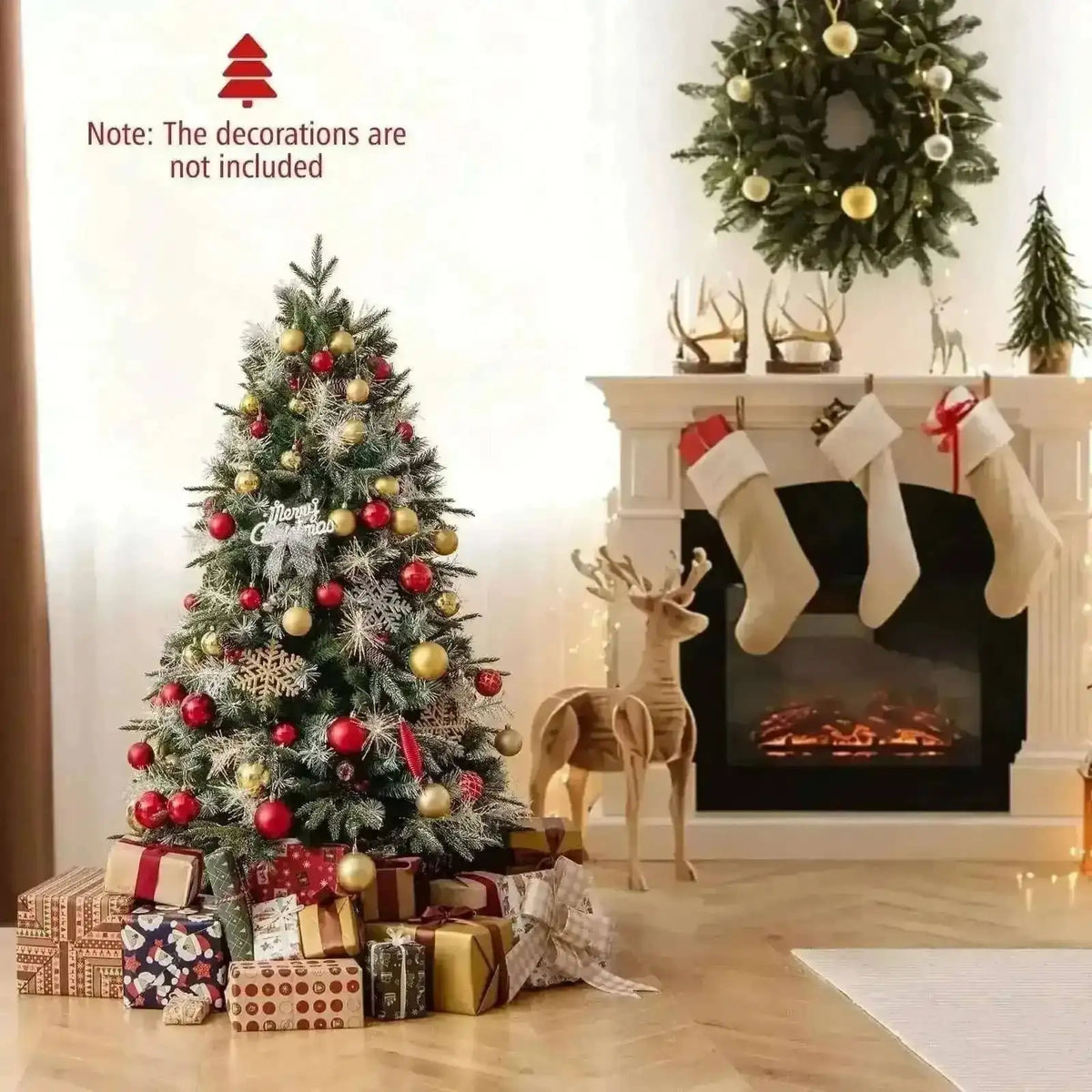 5 Feet Pre-Lit Artificial Christmas Tree with 8 Modes LED Lights with Berries Cartsfy Inc.