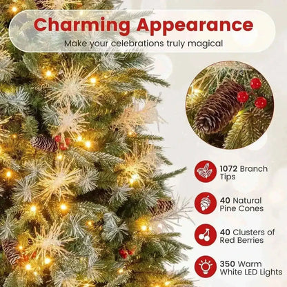5 Feet Pre-Lit Artificial Christmas Tree with 8 Modes LED Lights with Berries Cartsfy Inc.