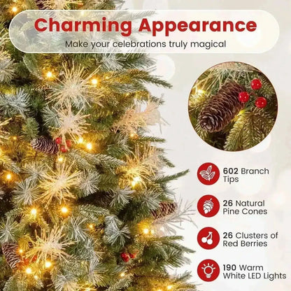 5 Feet Pre-Lit Artificial Christmas Tree with 8 Modes LED Lights with Berries Cartsfy Inc.