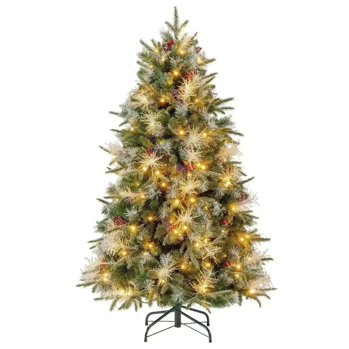 5 Feet Pre-Lit Artificial Christmas Tree with 8 Modes LED Lights with Berries Cartsfy Inc.