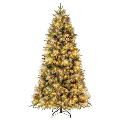 5 Feet Pre-Lit Artificial Christmas Tree with 8 Modes LED Lights with Berries Cartsfy Inc.