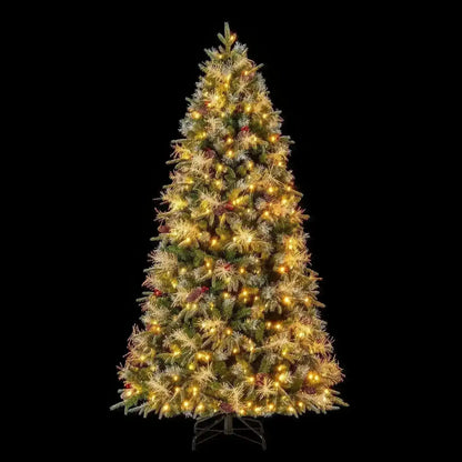 5 Feet Pre-Lit Artificial Christmas Tree with 8 Modes LED Lights with Berries Cartsfy Inc.