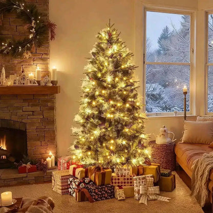 5 Feet Pre-Lit Artificial Christmas Tree with 8 Modes LED Lights with Berries Cartsfy Inc.
