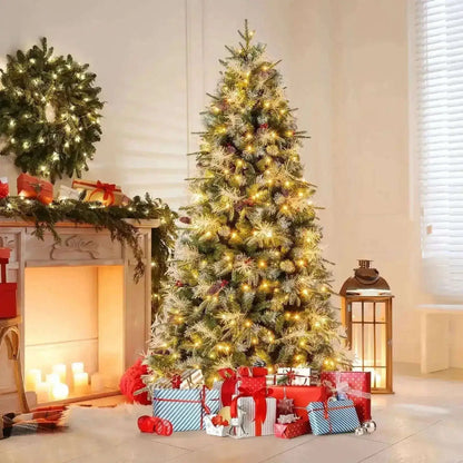 5 Feet Pre-Lit Artificial Christmas Tree with 8 Modes LED Lights with Berries Cartsfy Inc.