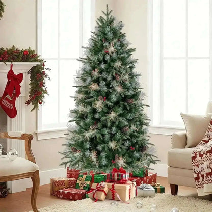 5 Feet Pre-Lit Artificial Christmas Tree with 8 Modes LED Lights with Berries Cartsfy Inc.