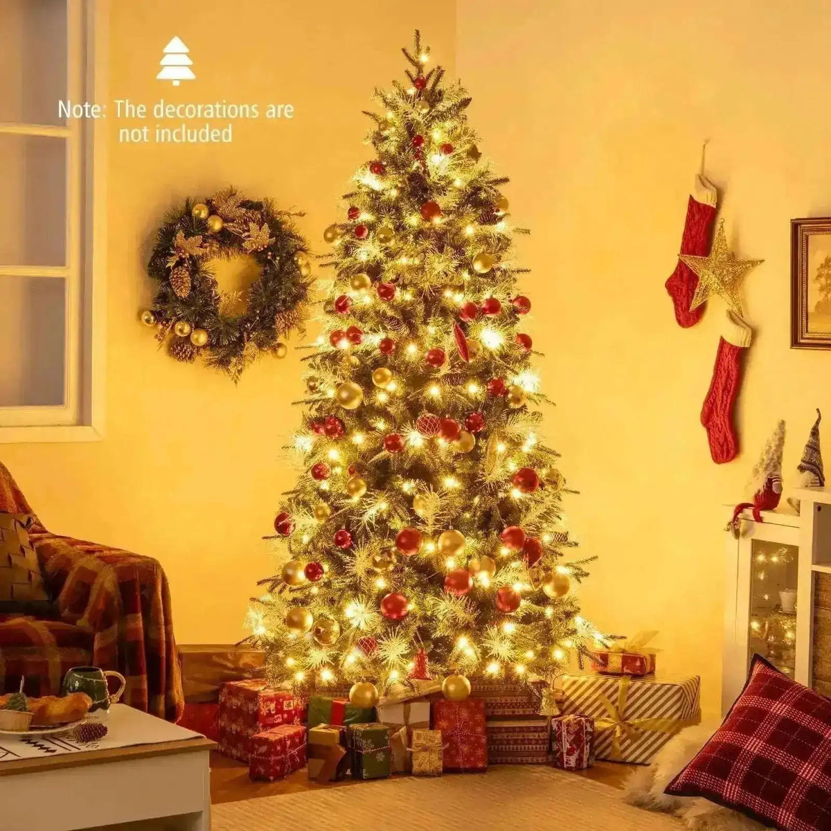 5 Feet Pre-Lit Artificial Christmas Tree with 8 Modes LED Lights with Berries Cartsfy Inc.