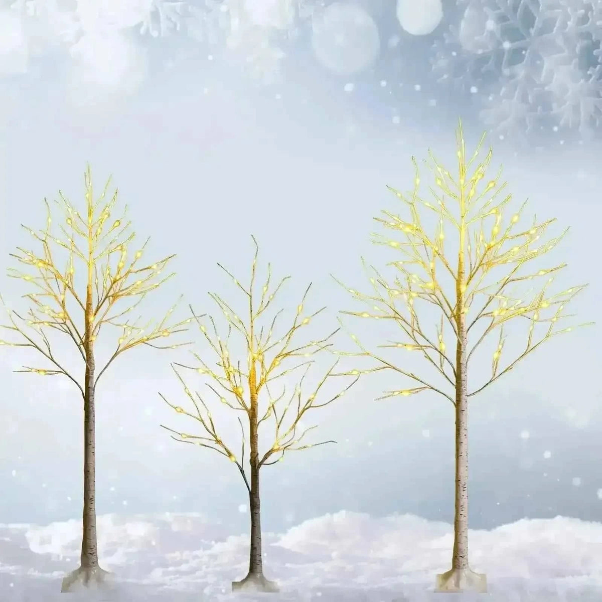 5 Feet Pre-lit White Twig Birch Tree with 72 LED Lights for Christmas