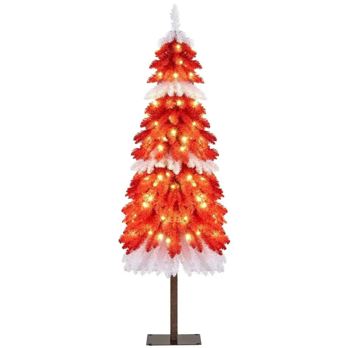 5 FT Artificial Christmas Tree Pre-lit Xmas Trees with 301 Red and White Branch Tips Cartsfy Inc.