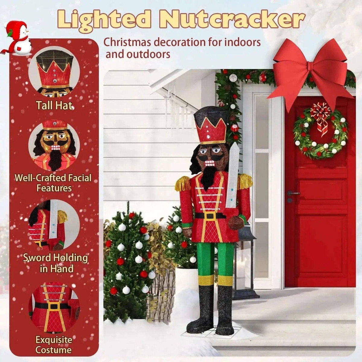 5 FT Lighted Christmas Nutcracker with Glitter Sword for Outdoor Cartsfy Inc.