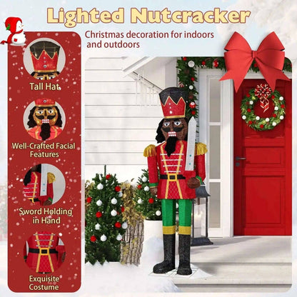 5 FT Lighted Christmas Nutcracker with Glitter Sword for Outdoor Cartsfy Inc.