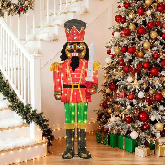 5 FT Lighted Christmas Nutcracker with Glitter Sword for Outdoor Cartsfy Inc.