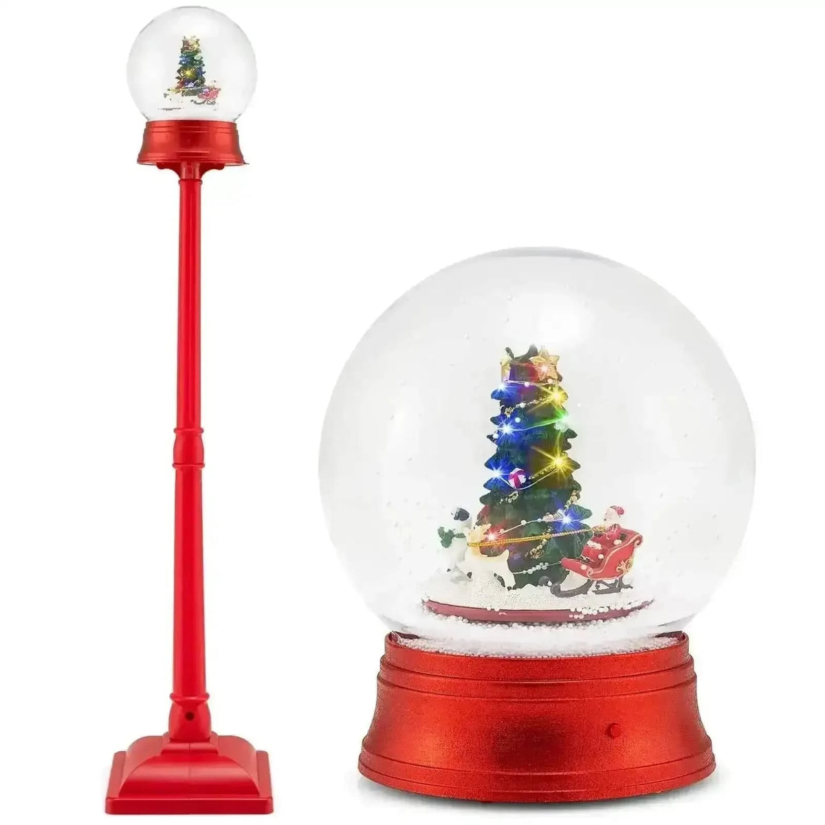 5 Ft Musical Christmas Street Lamp with 8 Tunes and Blowing Snow-Red Cartsfy Inc.