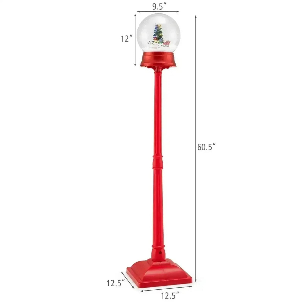 5 Ft Musical Christmas Street Lamp with 8 Tunes and Blowing Snow-Red Cartsfy Inc.