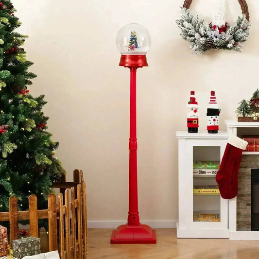 5 Ft Musical Christmas Street Lamp with 8 Tunes and Blowing Snow-Red Cartsfy Inc.
