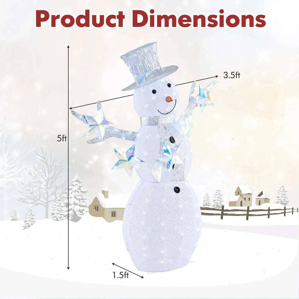 5 ft Pre-Lit Christmas Snowman with Stars Cartsfy Inc.