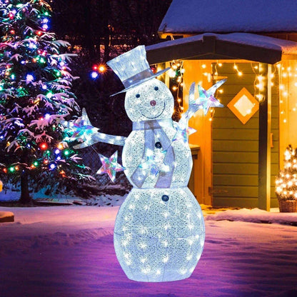 5 ft Pre-Lit Christmas Snowman with Stars Cartsfy Inc.