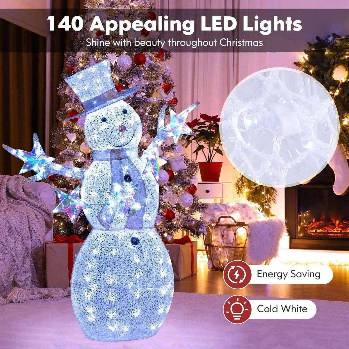 5 ft Pre-Lit Christmas Snowman with Stars Cartsfy Inc.