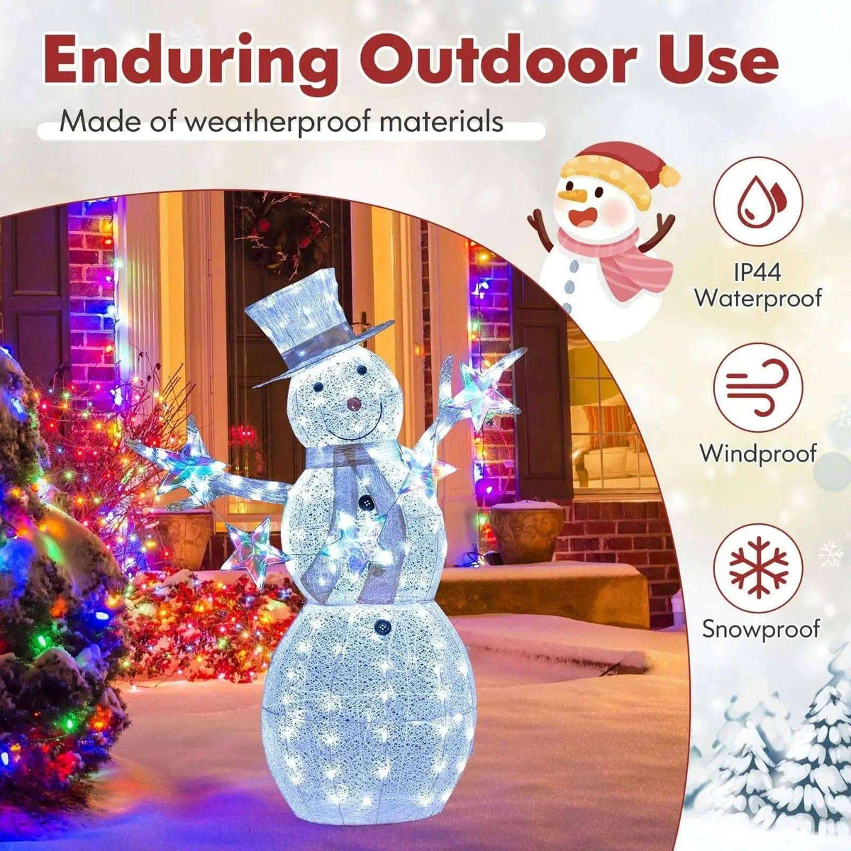 5 ft Pre-Lit Christmas Snowman with Stars Cartsfy Inc.