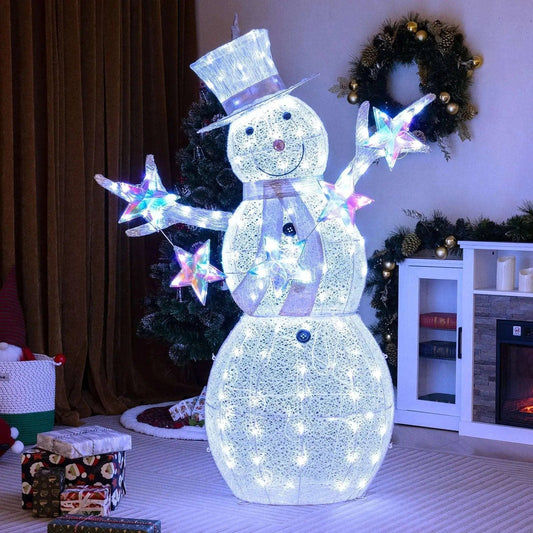 5 ft Pre-Lit Christmas Snowman with Stars Cartsfy Inc.