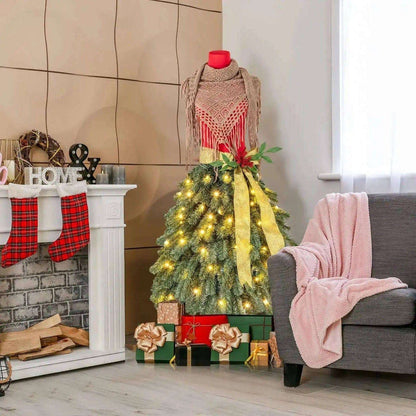 5 FT Pre-lit Mannequin Artificial Christmas Tree Dress Form Xmas Tree Cartsfy Inc.