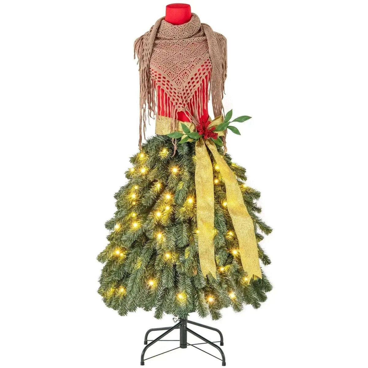 5 FT Pre-lit Mannequin Artificial Christmas Tree Dress Form Xmas Tree Cartsfy Inc.