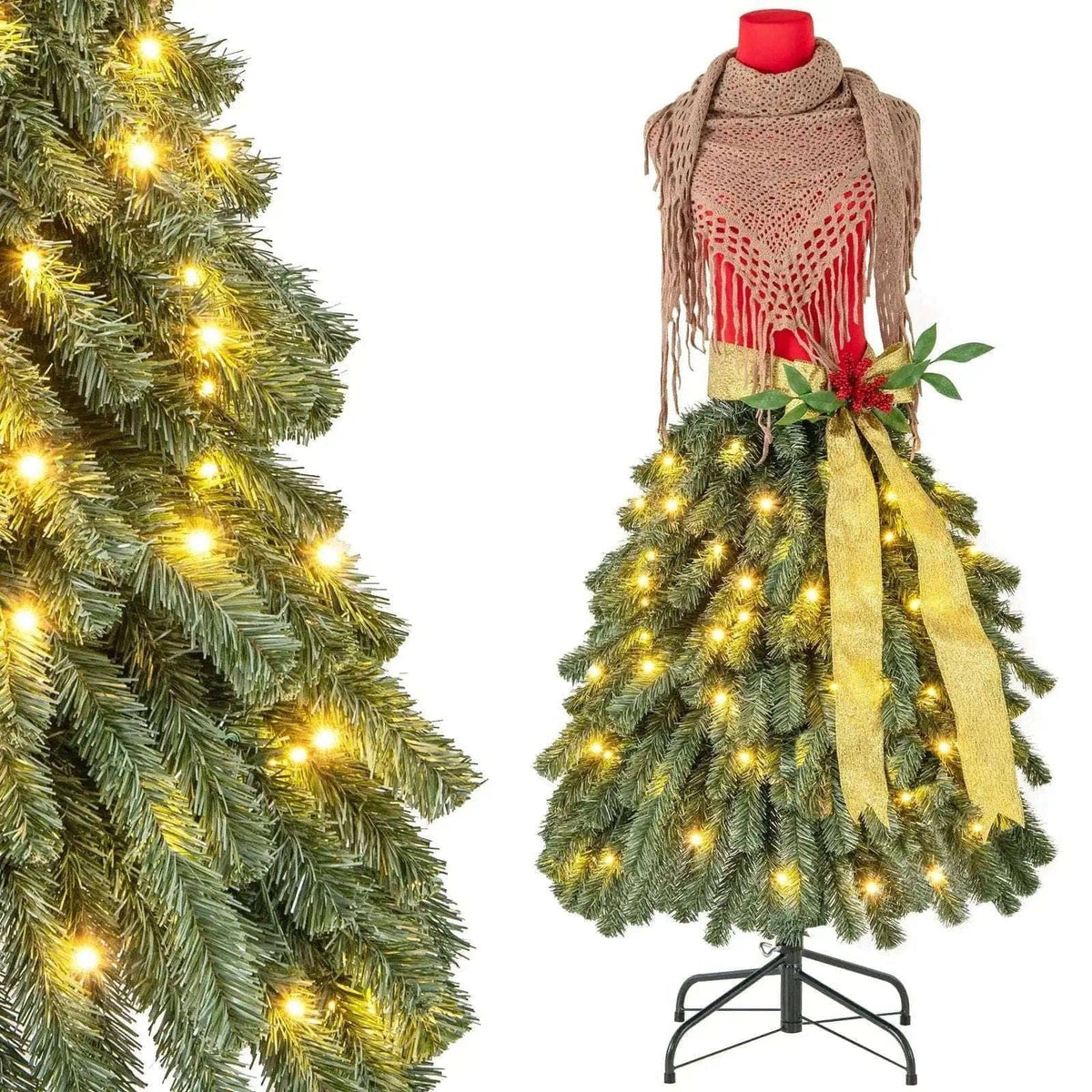5 FT Pre-lit Mannequin Artificial Christmas Tree Dress Form Xmas Tree Cartsfy Inc.