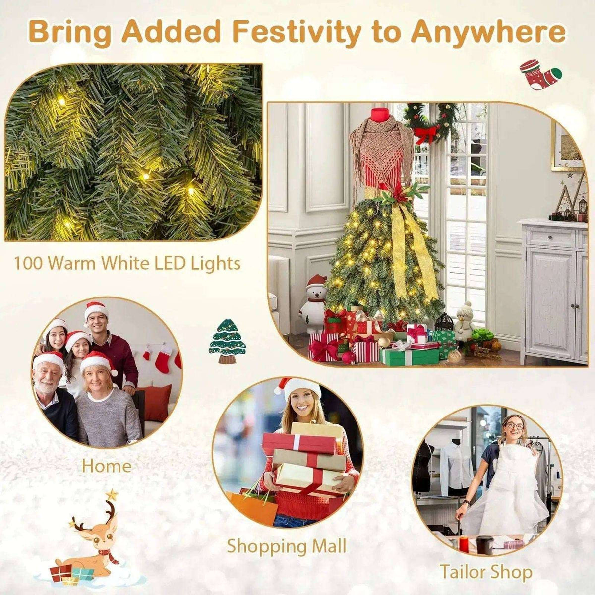 5 FT Pre-lit Mannequin Artificial Christmas Tree Dress Form Xmas Tree Cartsfy Inc.