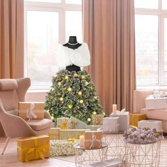 5 FT Pre-lit Mannequin Artificial Christmas Tree Hinged Dress Form Xmas Tree with 465 Branch Tips