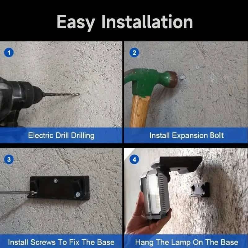 Solar motion sensor wall light with mounting base for installation
