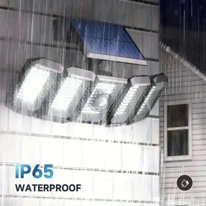 Weatherproof solar motion sensor wall light with five LED heads, IP65