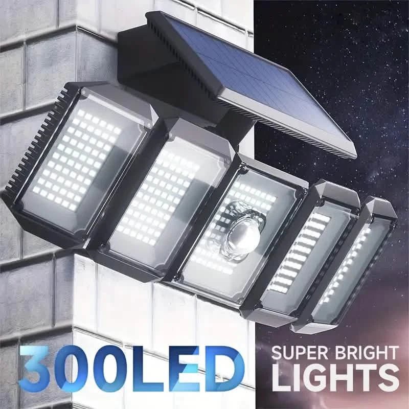 5 Heads Solar 300 LED Light Outdoor Motion Sensor Waterproof Wide - angle Illumination Wall Lamp - Cartsfy Inc.