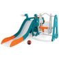 5-in-1 Kids Slide and Swing Set with Mini Bus and Basketball Hoop-Multicolor Cartsfy Inc.