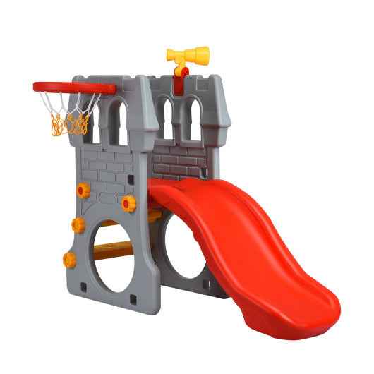 5 in 1 Toddler Climber Slide Playset with Basketball Hoop and Telescope Cartsfy Inc.
