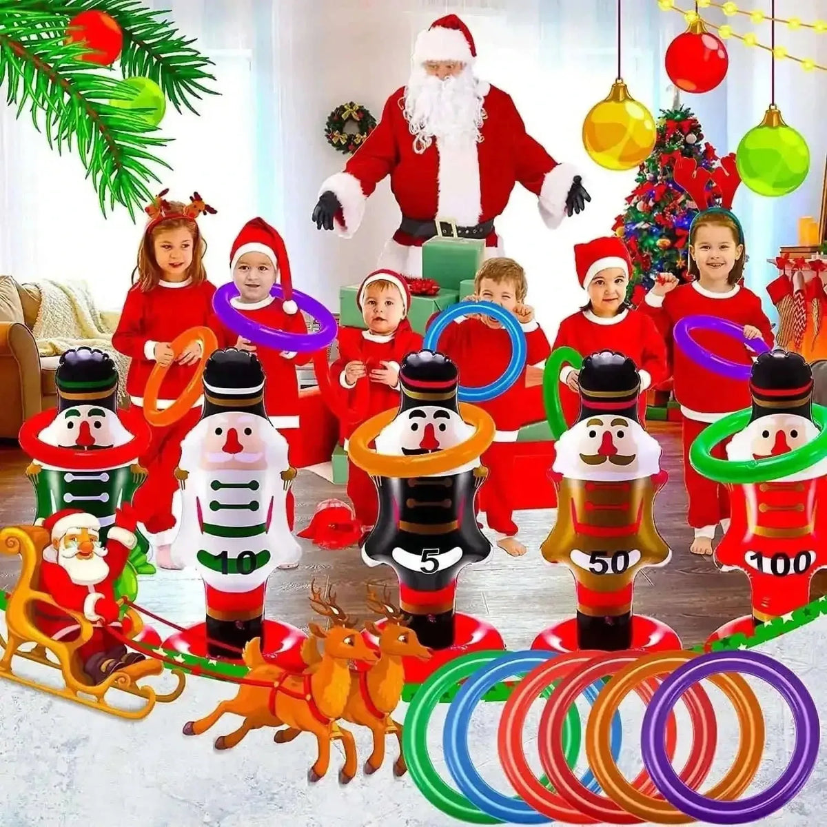 5-Pack: Christmas Nutcrackers Ring Toss Christmas Party Games Toys Cartsfy Inc.